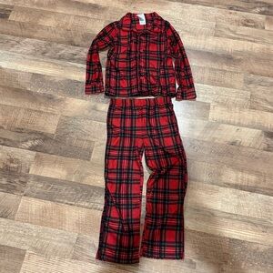 Plaid Red and Black Kids Pajamas-Size 8